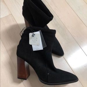 ZARA black leather booties 38